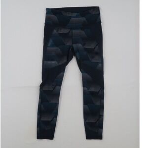 Athleta Womens Navy Blue Teal Geometric Dot Mesh Athletic Leggings Size M